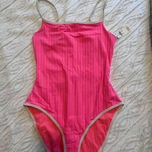 Pink Striped One-Piece Swimsuit